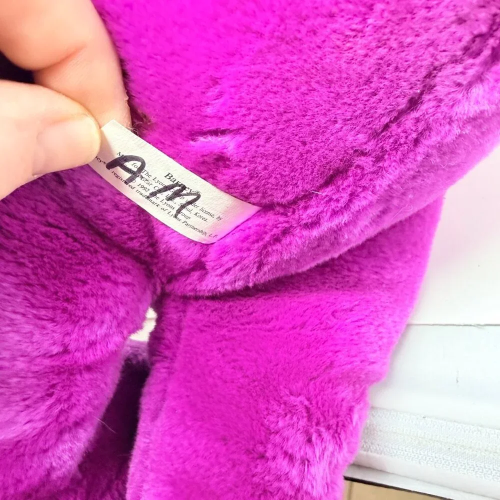 Vintage Barney Purple Dinosaur Plush Stuffed Toy 1990s Lyons Group Holiday Scarf